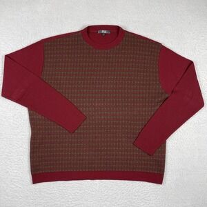 Fiii Sweater Mens‎ XL Red Wool Acrylic Geometric Pullover Vintage Made In Italy